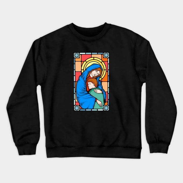 Virgin Mary Stained Glass Crewneck Sweatshirt by DephaShop